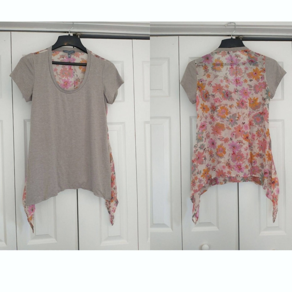 Sachin + Babi Silk Back Floral Handkerchief Hem Tee